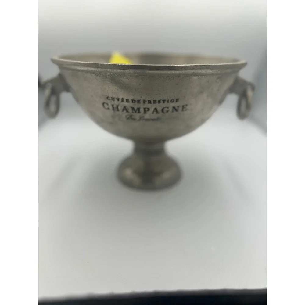 Vintage Champagne Bucket Duc de Lavoie Pedestal Chiller Silver Tone Handle #2